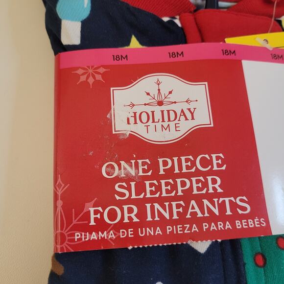 Holiday Time Baby Christmas One Piece Sleeper PJ's Size 18 months NWT - Picture 5 of 5